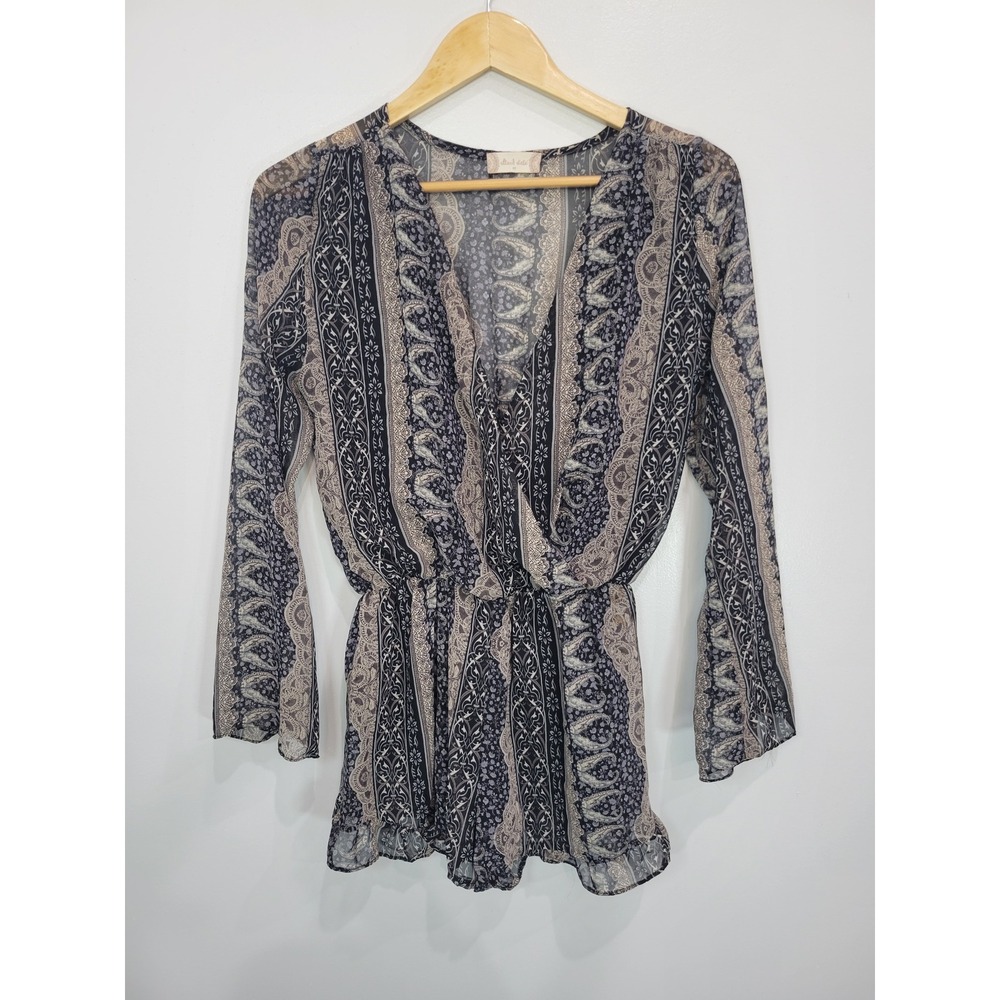 Attard State Boho Paisley Print Long Sleeve‎ Romper Playsuit Women's Medium